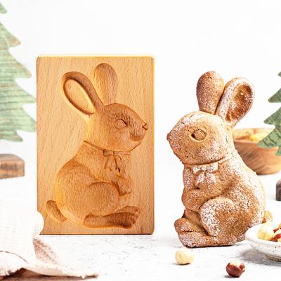 1Pc Wood Cookie Mold, Animals Patterns 3D Carved Embossed Biscuit Cutter Moulds Hedgehog Horse Owl Squirrel Rabbit