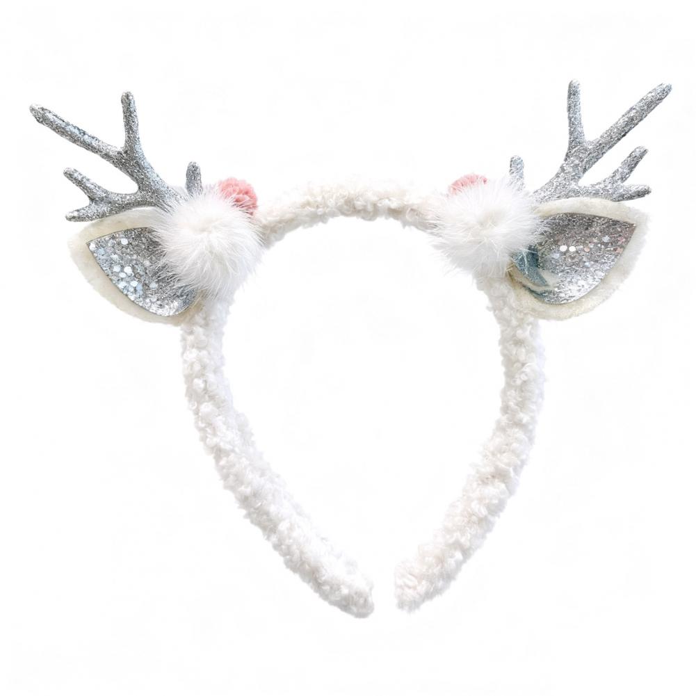 Christmas Deer Antler Headband Festive Reindeer Antlers Headband with Bow Pompoms for Xmas Party Supplies Halloween for Women