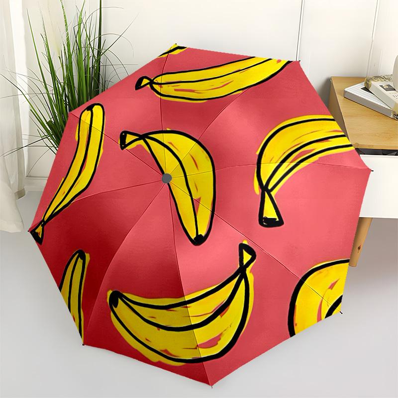 1pc Banana Pattern Folding Umbrella , 8 Ribs Casual Durable Lightweight Portable Travelling Umbrella For Men & Women yy250728079