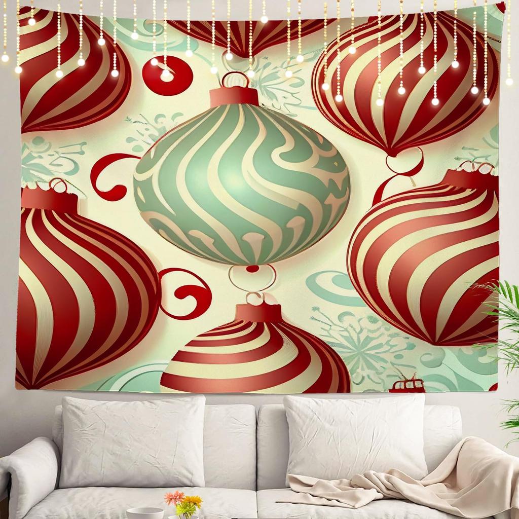 Christmas Wall Tapestry, Tree Wall Hanging Large Tapestry Decoration Polyester Fiber White Hem Around for Dorm Room Bedroom