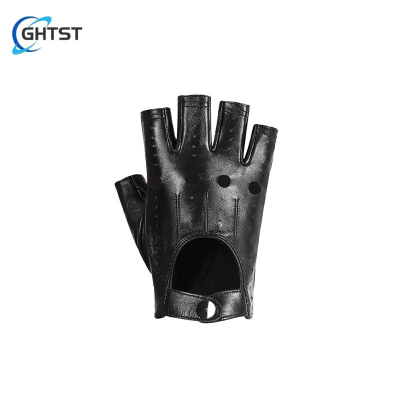 Fashion Men's Spring and Autumn Leather half-finger Gloves Genuine Sheepskin Retro Driving Cycling Motorcycle Warm Glove Winter