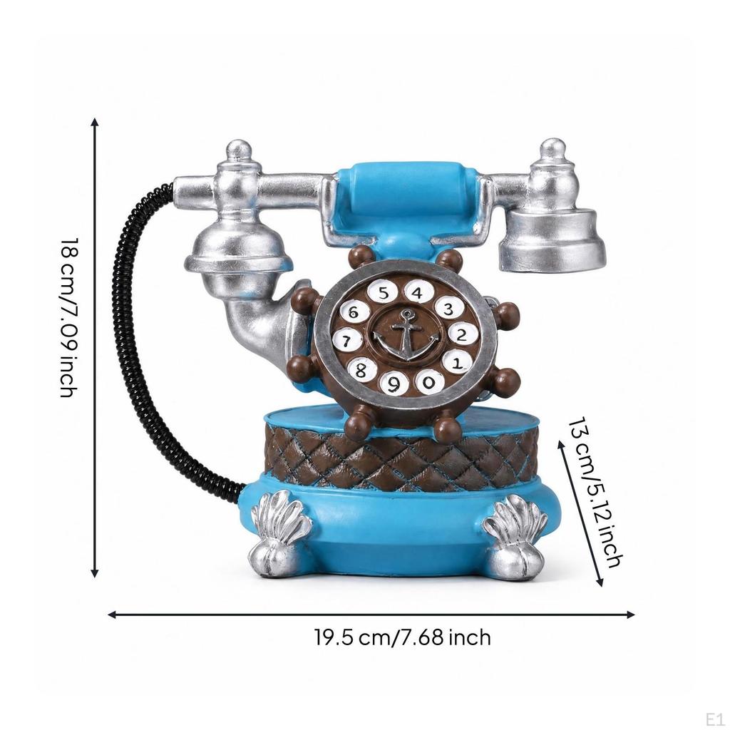 Vintage Rotary Phone Alarm Clock Coiled Cord Retro Telephone Desk Freestanding Home Decor for
