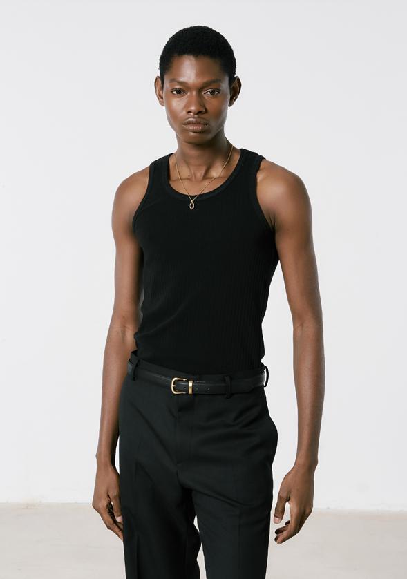 Savage Ribbed Sleeveless Top - Black L(95-100)