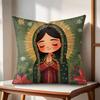 Our Lady of Guadalupe Cushion Cover Natural Linen Organic Fabric DoubleSided Printing Couch Pillow Covers Home Decor