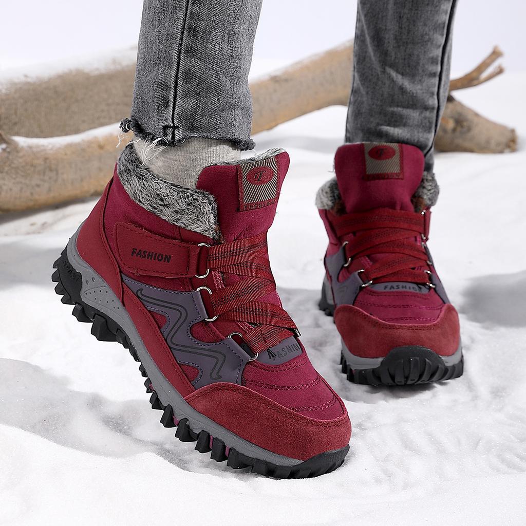 Height-increasing couple snow boots winter velvet warm men's and women's outdoor cotton shoes medium top sports cotton shoes women's shoes