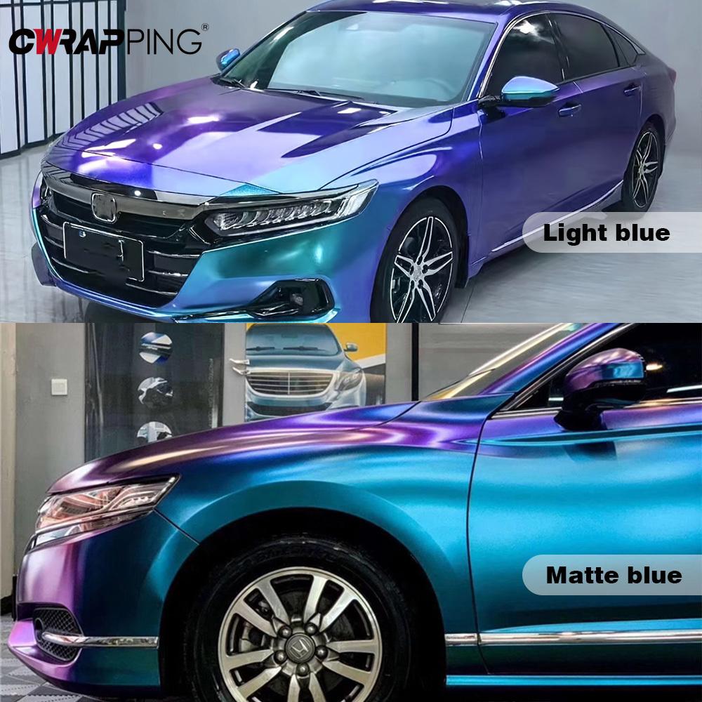 Car Chameleon Vinyl Wrap Film Purple To Blue Sticker Stretchable Air Release DIY Stickers for Automobiles Motorcycle Accessories