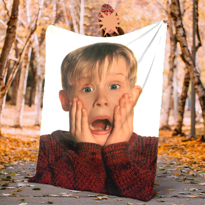 Home Alone Flannel Blanket Soft Warm All-Season Throw, Design for Camping, Car Travel, Hiking Sofa, Bed, Office Perfect Gift for Parties