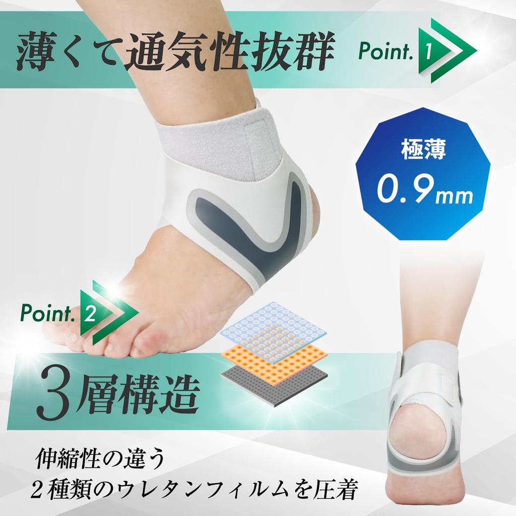 RELAXEE Ankle Support by Judo and Stretchy for Arch and Everyday Use Left [Recommended Therapists] Thin, Breathable, Sports, Sprains, Support, (Gray,