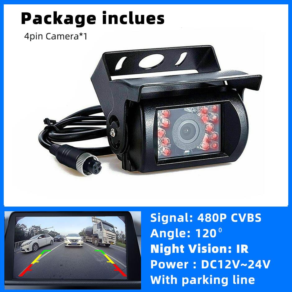 

HD Backup Camera Heavy Duty IR Night Vision Waterproof Vehicle Rear View 12V 24V Cam for Truck Bus Lorry Trailer Pickups RV