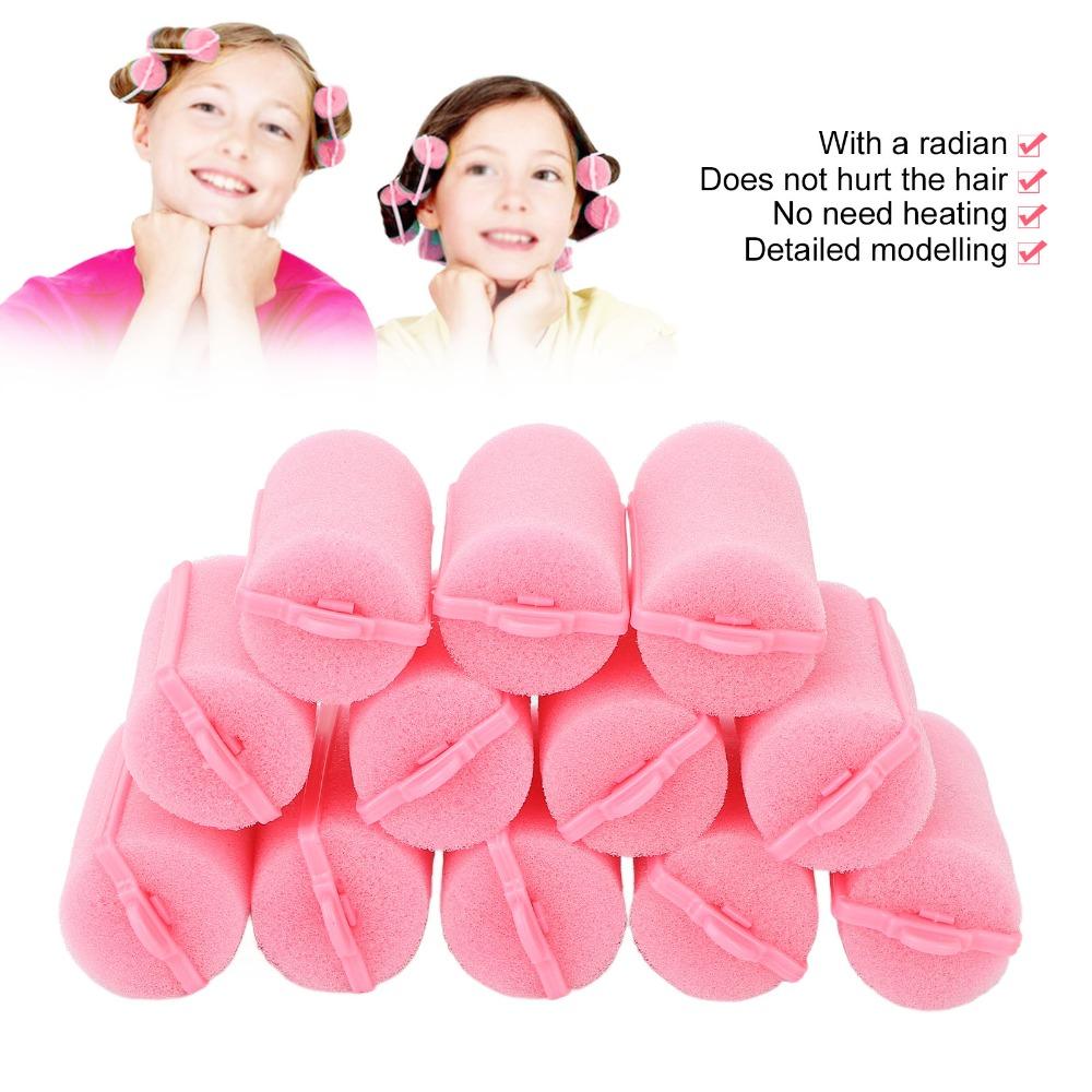 12pcs Pink Soft Hair Curler Soft Hair Roller Set Styling Tool Foam Hair Roller Home Salon