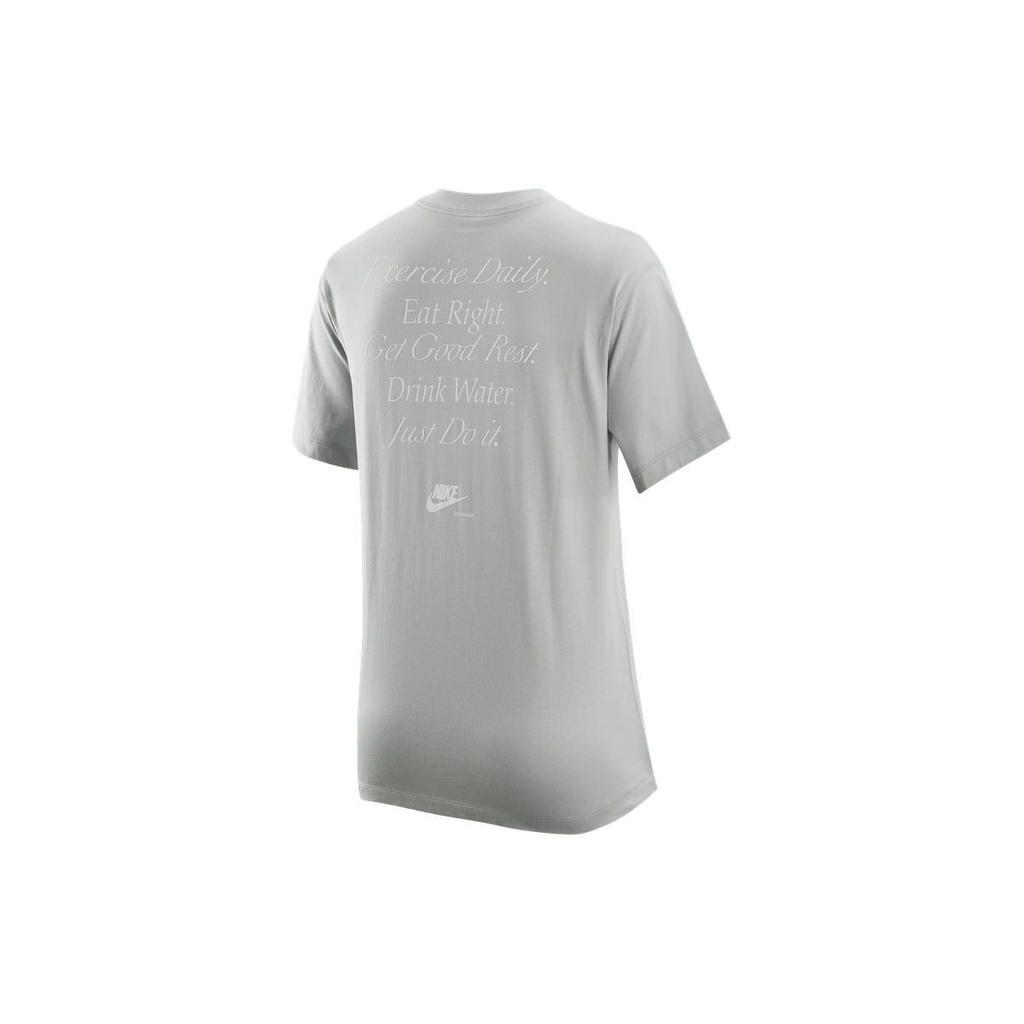 Nike Letter Print Round Neck Pullover Short Sleeve T-Shirt Women T-Shirts Light-Silver DR9025-034