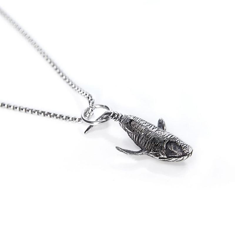 Ocean Vintage Oxidized Black 52HZ Whale Pendant Necklace With Stainless Stell Link Chain For Men Women Love Jewelry