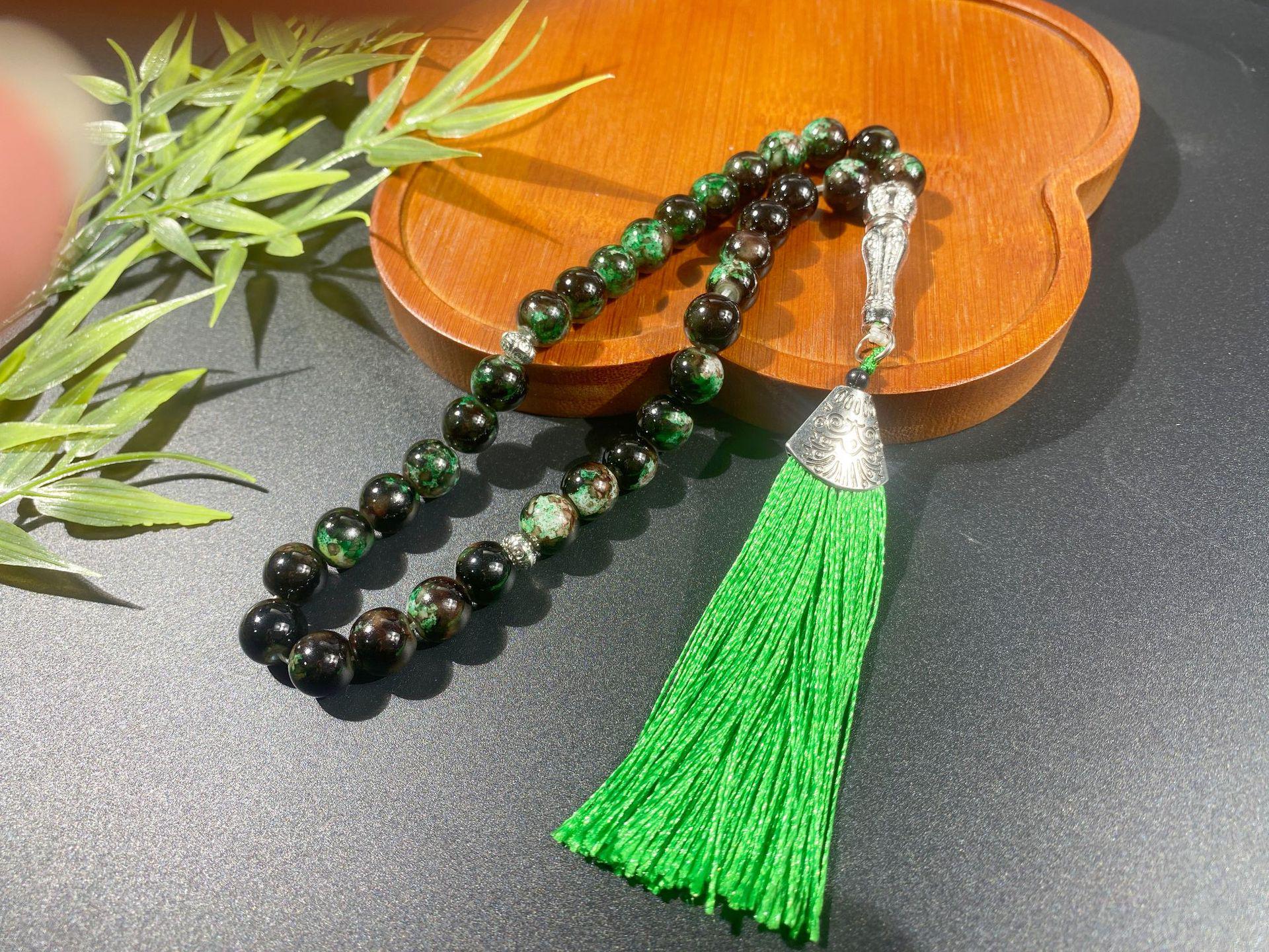 10mm Glass Muslim Prayer Beads Bracelet - Middle East 33 Bead Arabic Worship Accessory