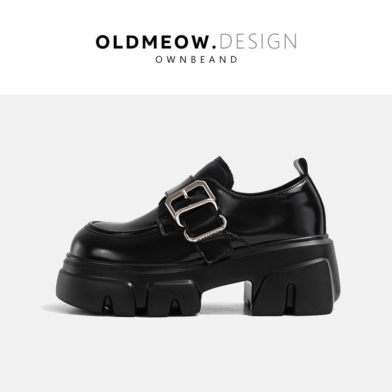 

Small leather shoes women s platform height increase 2025 autumn new British style buckle belt Japanese versatile leather loafers single shoes 34