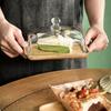 with Glass Dust Cover Butter Box Wooden Storage Tray Tableware Fruit Plate  Candy