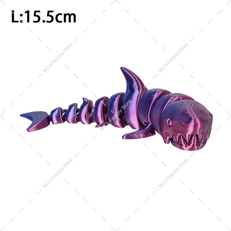 3D Printed Shark Action Figures Multi-Jointed Movable Animal Craft Figurine Home Ornament Christmas Gift For Child Toy