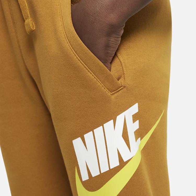 Nike Knitted Sports Pants With Logo Embroidery And Fleece Cuffs Kids Bottoms Desert-Yellow CJ7863-754