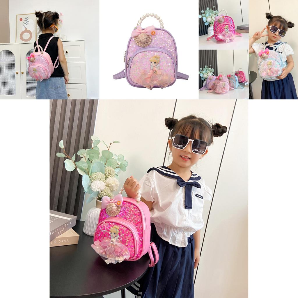 Trendy Modern Cartoon Princess Backpack Breathable Pu School Bag For Kids