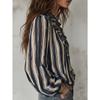 TIFICY Blusas e camisas femininas casuais primavera outono com estampa listrada e manga comprida e decote em V