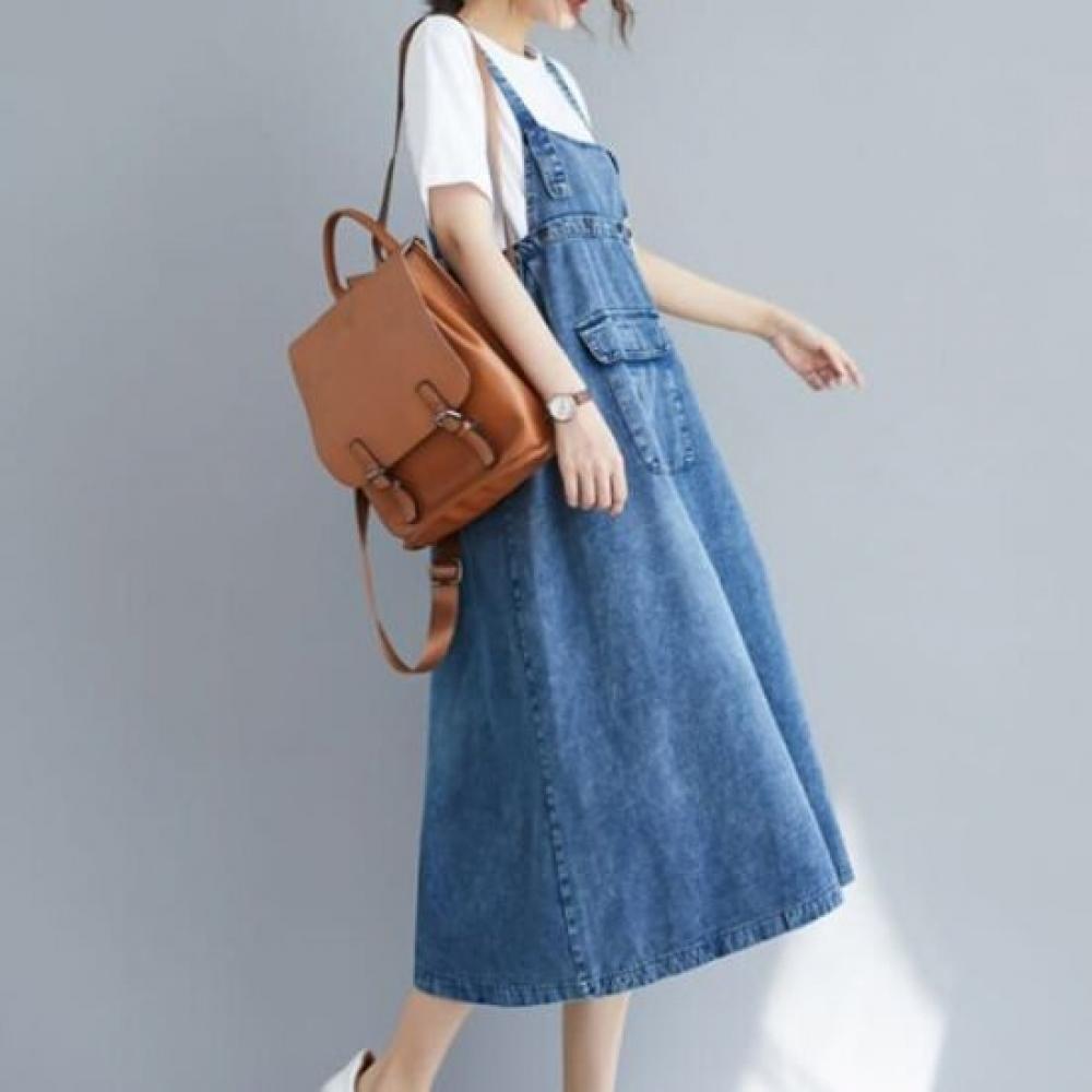 Navava No911 Casual Waist String Denim Dress