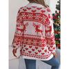 GMXIA Autumn Winter Christmas Reindeer Pocket Long-sleeved Cardigan Sweater Coat Women's Wear