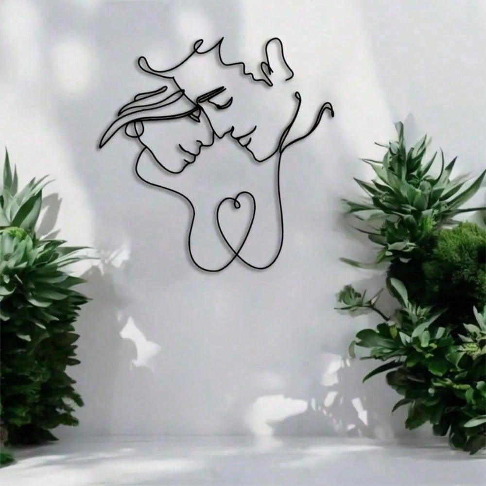 Metal Wall Art Abstract Couple Embrace 16x16 Inch Indoor Outdoor Durable Wedding Anniversary Valentine Gift Modern Home Decor