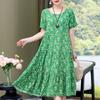Elegant Women's Summer Sundresses Loose Korean Style Clothes Women New Vintage Print Midi Dress