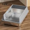 Strapazierfähige Edelstahl-Haustiertoilette Metall-Katzenklo, Kätzchenbox mit hohen Rändern, Auslaufsicheres geruchshemmendes Design, Schaufel inklusive, Nicht