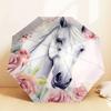 1pc Horse Floral Automatic Folding Umbrella, Heavy Duty 8 Rib Iron Frame,  Suitable for Travel, Daily Use, Birthday, Decor Gift m0104035
