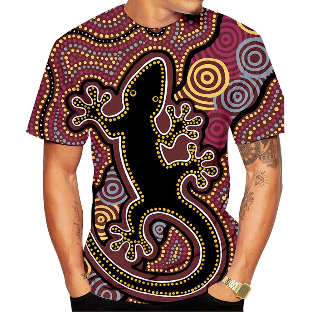 New Fashion Trendy Indigenous Animal Pointillism Art 3D Printing T-shirt Hip Hop Fun Fashion Casual Neutral T-shirt