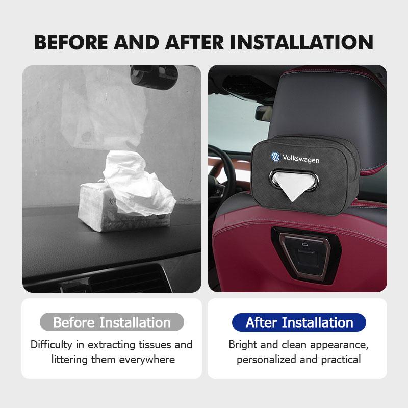 Car Paper Towel Bag Back Rest Hanging Tissue Box With Fix Strap For Volkswagen VW Golf 4 5 6 7 Polo Jetta Sagitar Magotan Passat Ce9