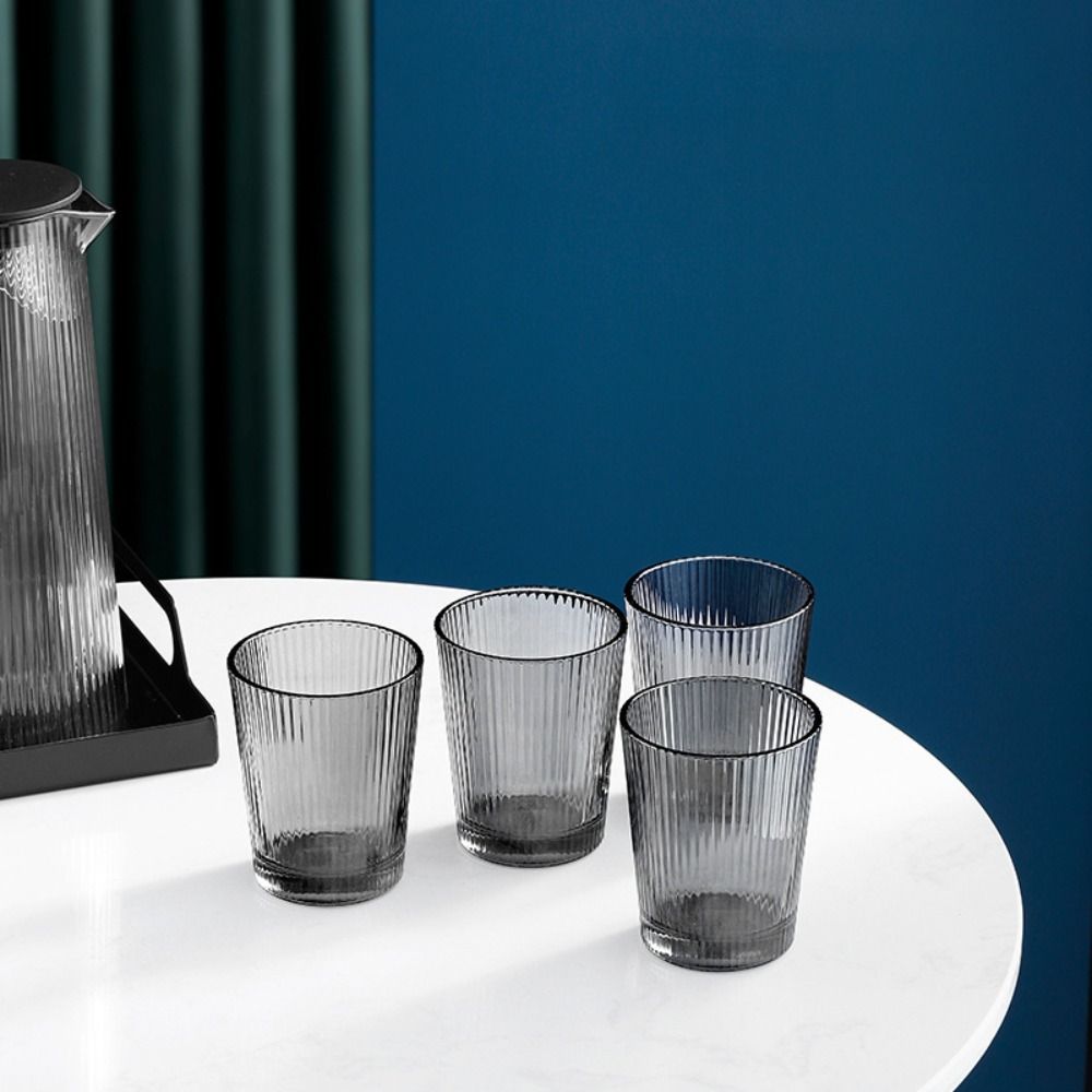 

Fall-resistant Striped Glasses 250ml Juice Cup Multifunctional Whisky Cup Hotel серый
