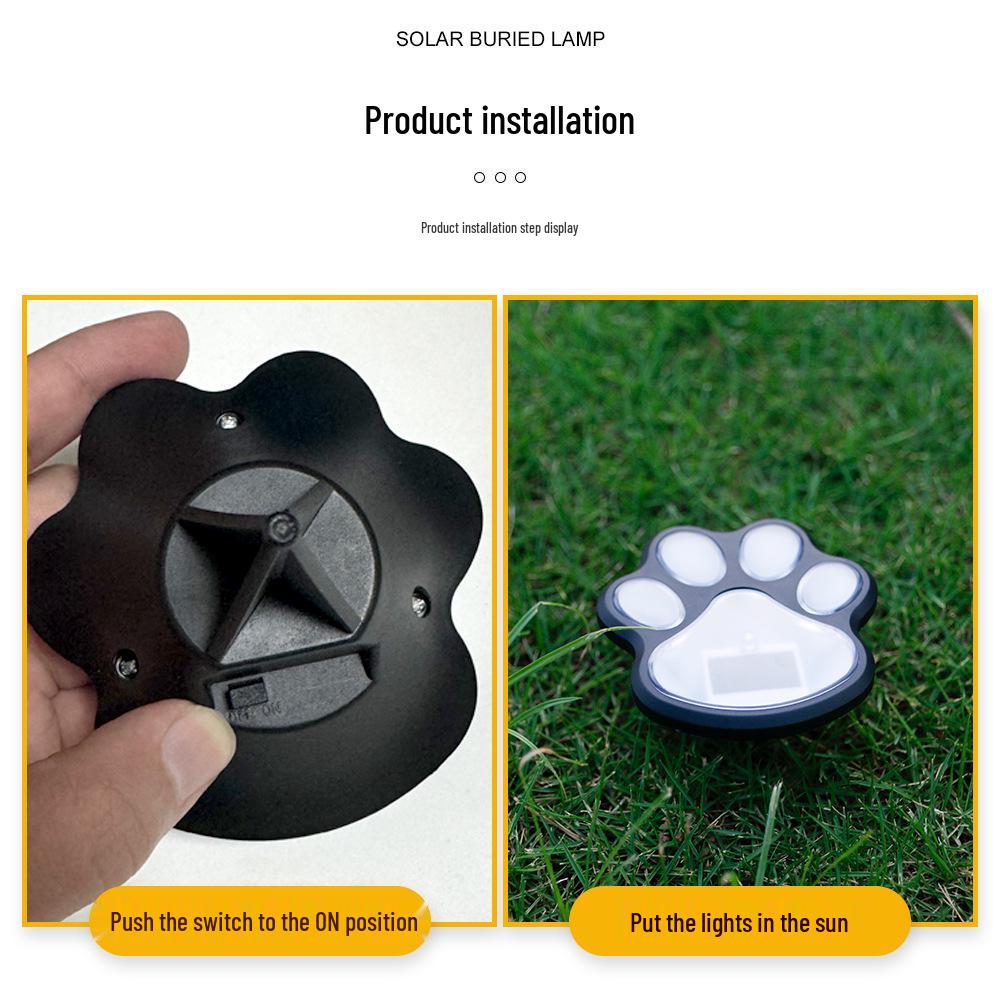 Solar LED Dog Paw Footprint Light, Outdoor Rainproof Garden Decoration