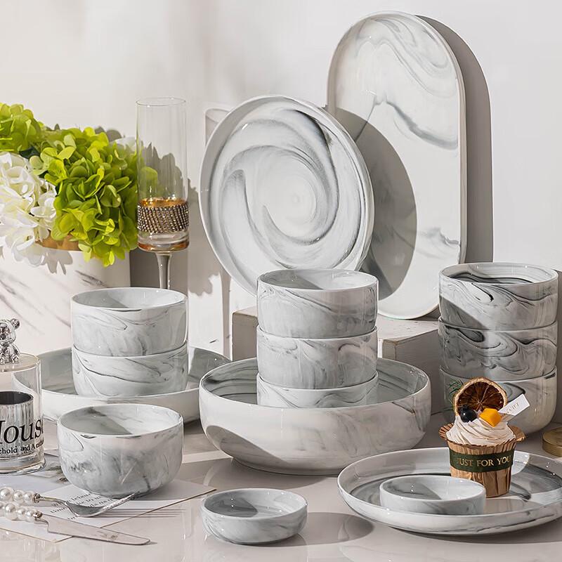 Moder Lanka Marble Ceramic Dinnerware Set