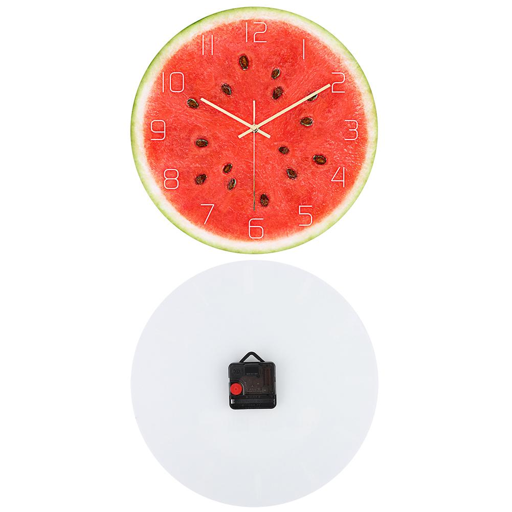 

Watermelon Pattern Acrylic Office Home Room Wall Hanging Round Clock Time Display Decoration