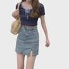 Korean Chic High Waist Denim A-Line Skirt - Women's Summer Retro Style