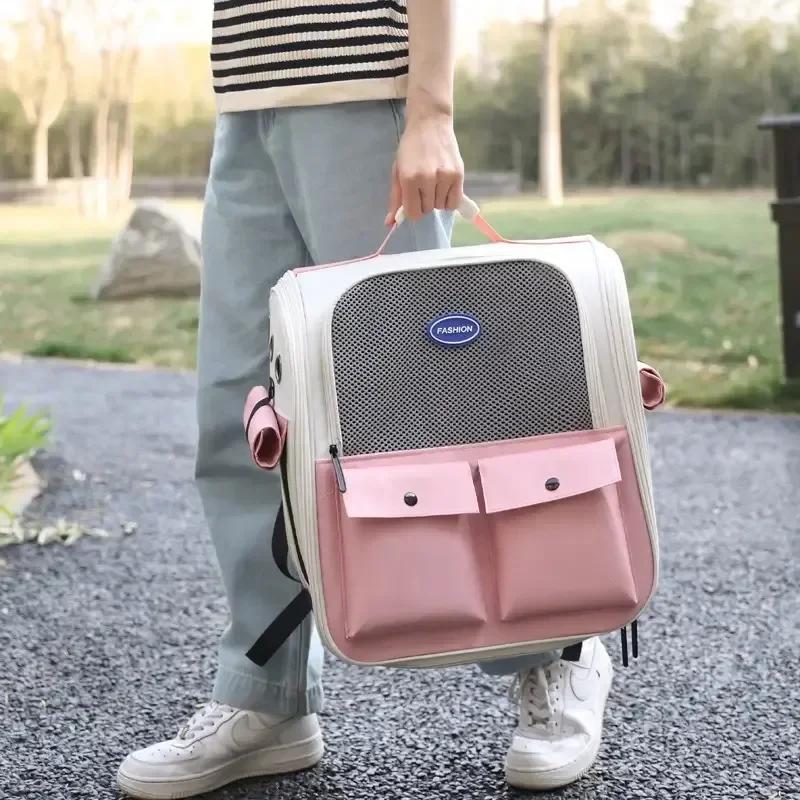 Foldable Cat Backpack Large Capacity Cat Strap Backpack Adjustable Strap Pet Outdoor Travel Ventilation Cat Backpack