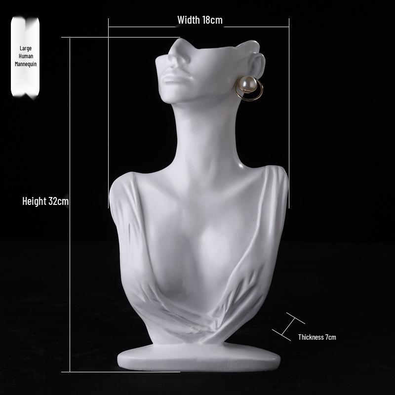 Jewelry Display Mannequin: Necklace, Earring, Ring, Bracelet Holder & Storage Stand.