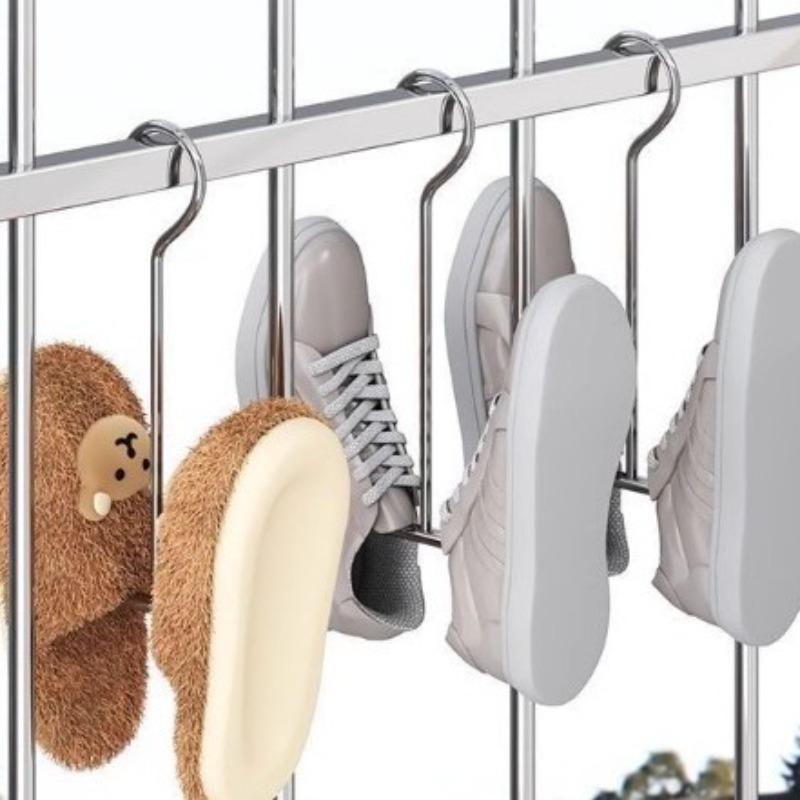 10/5/1pcs Stainless Steel Shoe Drying RackOutdoor Household Multi-functional Hanging and Drying Slippers Hook