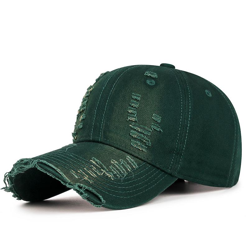 Spring & Autumn Distressed Duckbill Cap - Curved Brim, Ripped Edges, Unique Style Sunshade Hat