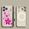 Pink Cartoon Flower Case For iPhone 17 Pro Max iPhone 16 15 14 13 Pro Max Magnetic For Magsafe Soft Silicone Phone Back Cover