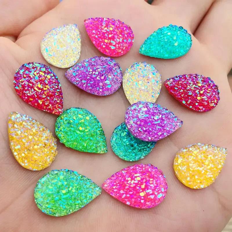 20pcs 11.5*17mm Natural ore Style Flat back Resin Rhinestones Cabochons For Bracelet Earrings accessories -HA77