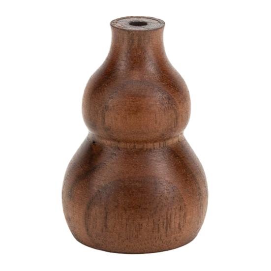 

Mini Wooden Vase Natural Walnut Gourd Shape Vase Desktop Small Wood Bud Vase for Living A