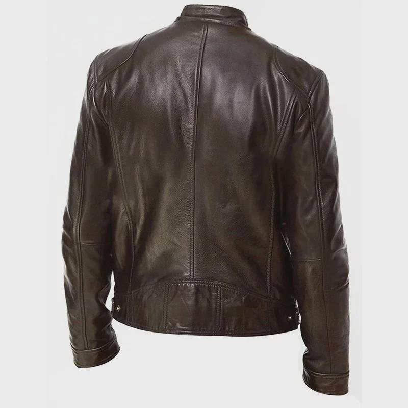 Men's European & American Style PU Leather Jackets - Stand-up Collar Motorcycle Jackets for Spring & Autumn, Available In Large Sizes