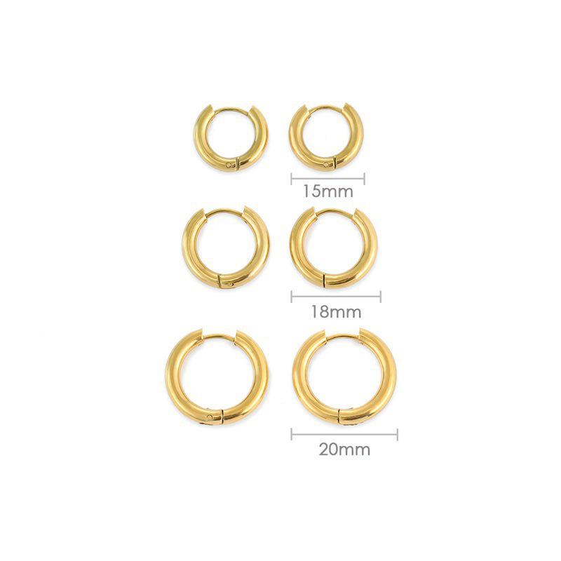 St.delan Gold-Plated Stainless Steel Hoop Earrings Unisex Jewelry