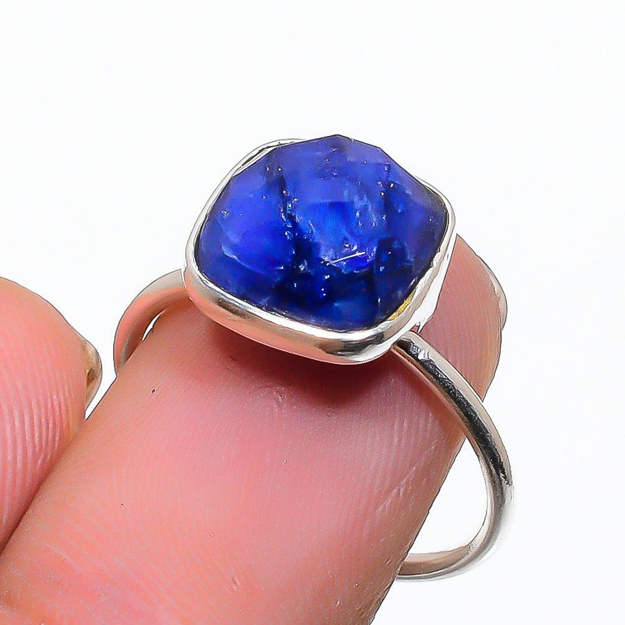 

Blue Jade Gemstone 925 Sterling Silver Jewelry Ring Size Adjustable GK-5546