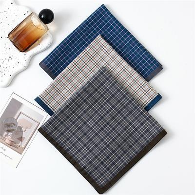 3Pcs 43x43cm 100% Cotton Yarn Dyed Men Handkerchief Classic Soft Thin Plaid Water Absorbent Sweat Wiping Towels