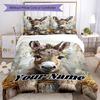 3PC Custom Name Donkey Floral Crown Bedding Set Duvet Cover Closure Includes 1 Duvet Cover & 2 Pillowcases for Bedroom