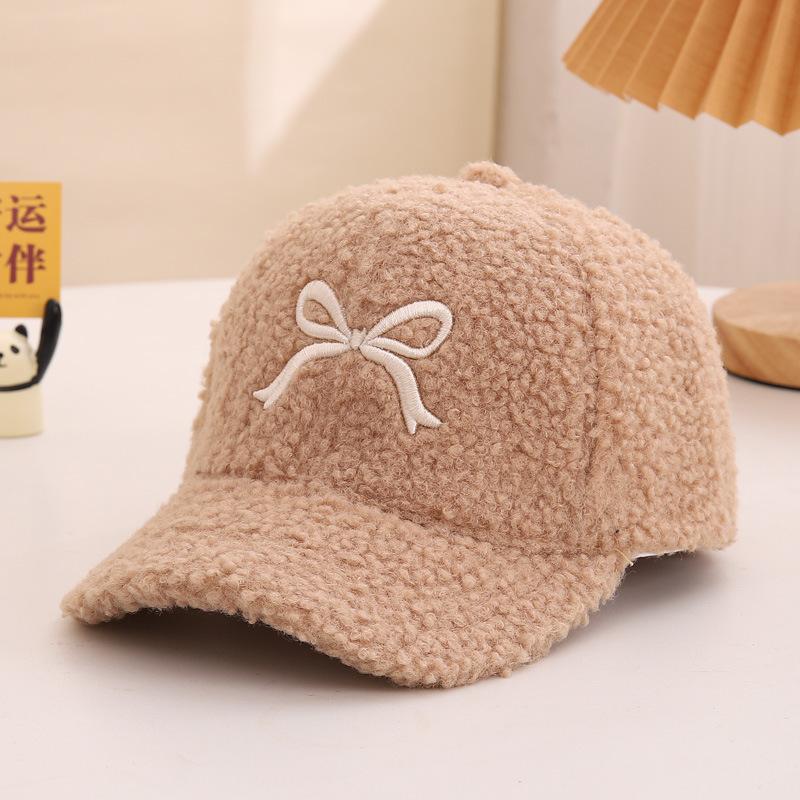 

Children s Hat Winter Fashion Sweet Embroidered Bow Cap for Baby Girl Solid Color Simple Warm Baseball Cap (50-54cm)