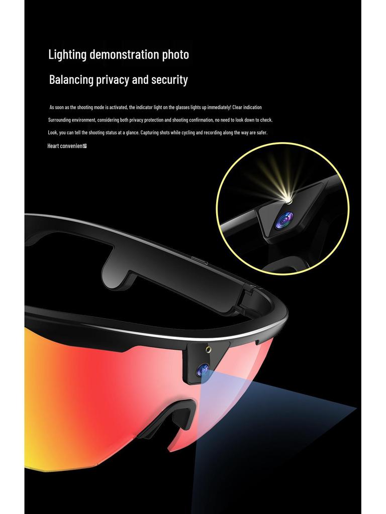 W640 Outdoor Cycling Smart Glasses: AI Translation, Photo/Video Recording, Wind/Sandproof, UV Protection Sunglasses